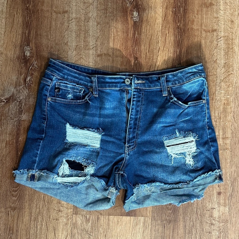 Maurices Blue Distressed Jean Shorts